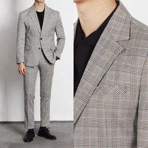 세컨에디션 베르나 모던 체크스판 투버튼 봄 정장