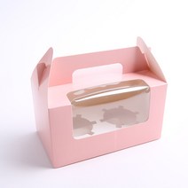 머핀상자 포장 컵케이크 쿠키 투명창 상자, 2구-핑크