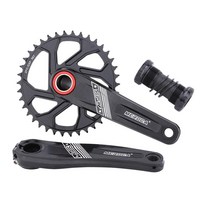 170mm 크랭크 세트 32T 34T 36T 38T 단일 속도 산악 자전거 사이클링 도로 자전거 크랭크 암 세트, 다중, 알루미늄 합금, 38T Black.