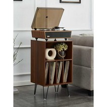 레코드 보관함 캐비닛 엘피 꽂이 소장 수집 나무 선반, 책상 캐비닛 어두운 호두 색상(전체 캐비닛 )