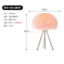 WARM프리미엄 깃털스탠드 인테리어 롱 스탠드 장 거실 플로어 스탠딩 소품 조명, 스탠드-파우더+화이트 삼각대 3색광 증정
