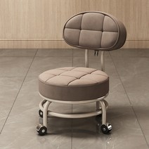 패디큐어 네일샵 스툴 낮은 바퀴달리 발받침대 등받이 의자, 라이트 브라운