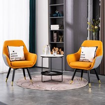 안락 의자 싱글 쇼파 편안한 독서용 카페 체어 거실, B 패브릭소재 체크패턴 오렌지컬러 싱글체어