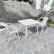 파라솔세트 대형 야외 옥상그늘막 비치 낚시 피크닉 편의점 카페 캠핑 접이식 테라스, 70 화이트 철제 사각 테이블+2 의자