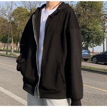 남자 여자 봄 가을 간절기 얇은 데일리 무지 후드 집업 회색 블랙