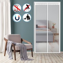 방문 커튼형모기장 자석식 방충망 출입구 자석 방충망, 1, 흰색D