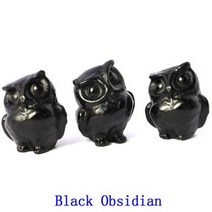 스톤 천연자수정원석 크리스탈 천연 원석 올빼미 작은 입상 자연석 치유 미니어처 동물 그림 장식 요정 정원 수족관 물고기 탱크 공예, Black Obsidian+20 PCS