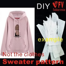DIY 수제 여성의 라글란 소매 후드 재킷 스포츠 패턴 의류 구조 그리기 1:1 바느질 BWY-15, Size M