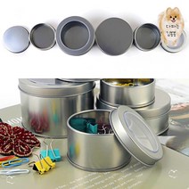 깡통 양철 뚜껑있는 원형 용기 철재 캔 원통 소분통 케이스, 90x35mm - 막힘