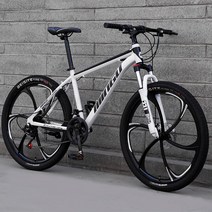 ( MTB 산악자전거 ) 24/26인치 27단 입문용 크로스컨트리 자전거, 26인치, 6포크 에디션 - 화이트블