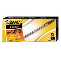 Bic Msb11bk Crystal Xtra Bold 볼펜 스틱 펜 검정 잉크 1.6Mm Bold Dozen