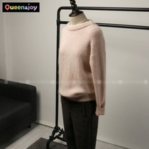 퀸앤조이 파스텔 앙고라 울혼방 데일리 라운드넥 스웨터***판매자 퀸앤조이***