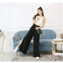 Sun siR 여성 여름 옆트임 쉬폰 와이드팬츠 통바지