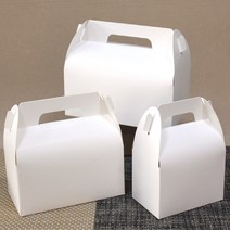 천사돌 브라운 선물상자 ( 대 중 소 ) 손잡이상자 쿠키포장상자 마카롱상자 선물포장 답례품 케이크상자 떡상자 베이커리포장, 52-2.화이트 선물상자(중), 1장