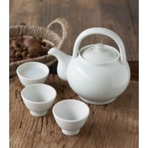 제사용 도자기술병세트 도자기주전자 잔 백자, 주기세트B(주전자+잔3개)