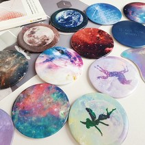 커스텀엑스 휴대용 원형 우주시리즈 예쁜 미니 손거울, 다이아몬드(알루미늄), 1개