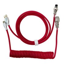2 in 1 Coiled Aviator 와이어 -C 기계식 키보드 항공 커넥터 용 USB 케이블 나선형 Paracord 액세서리, Red, 본상품