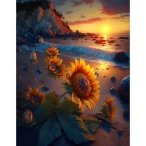 노을해바라기 우드 직소퍼즐 해가 진 바다 달빛 황금재물 금전운 가져다주는 풍경화 조각퍼즐 어르신 수월하시는 효도선물 그림퍼즐 집콕취미 스트레스 해소 최신상, 노을해바라기 퍼즐도안15, 300피스