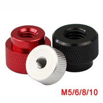 M5 M6 M8 M10 알루미늄 합금 널링 너트 얇은 높은 유형 핸드 그립 노브 스텝, M6xD20xH15, 블랙