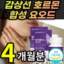 [한정할인] 고용량 고함량 플러스 멀티 밸런스 요오드 요드 IODINE 아이오딘 아이오다이드 티록신 갑상선 호르몬 합성 에 도움 60정 영양제 + 알 약 케이스 추가 증정 추천, 4개월 / 60정X2개 + 사은품