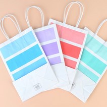 손잡이 종이 봉투 사각 컬러 디자인 친환경 쇼핑백, 색상/사이즈, 대 - 민트