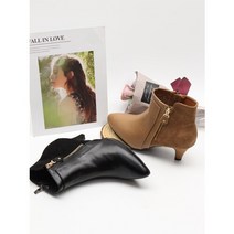 아이슈즈 여성 스웨이드 뾰족코 앵클부츠 미들힐 99489