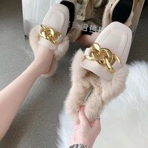녕동 A15762 스웨이드 털 블로퍼 밍크털 퍼 슬리퍼