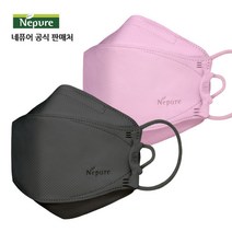 네퓨어 프리미엄 KF94 대형 황사 미세먼지 끈조절 컬러 마스크, 프리미엄 KF94 진한회색+분홍색 30매씩