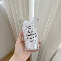 서핑슈트 웻슈트 450Ml 대용량 커피 컵 프랑스어 편지 레트로 유리 워터 틈새 마시는 밀짚, [01] 1PCS, [01] A