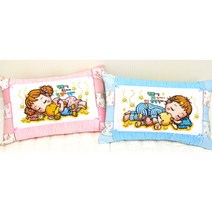 더스티치 십자수 쿠션 베개 패키지 DIY 만들기 세트 캐릭터, 퀼트주름베개-핑크