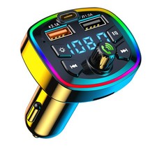 Bluetooth-compatible FM Transmitter Hands Free Car Kit Styling MP3 Music Player TF Flash 3.1A USB Ch, Black