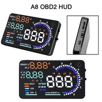 자동차속도계 헤드업 디스플레이 hud 허드 자동차 증강현실 헤드 업 led 앞 유리 프로젝터 obd2 속도 연료 경고 5.5 a8 전압 경보 4 x6 데이터 진단 도구, 에이8