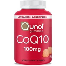 coq10 구미 qunol coq10 100mg 맛있는 구미 보조제 심장 건강 지원 비건 글루텐 프리 초고흡수 2개월분(60개 2팩), 90카운트(1팩)