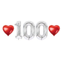 100일 숫자 하트 풍선 세트, 05.실버 100
