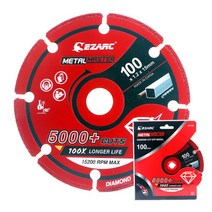 EZARC 금속용 다이아몬드 절단석 5000컷 100X 금속 철근 알루미늄 스테인레스 스틸 메탈 절단 4인치 100mm x 1.2T x 15mm 금속 컷팅날 컷팅석 그라인더 절단날, 1개