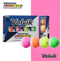볼빅 크리스탈 유광골프공 반반볼 콤비 투컬러 3피스 컬러골프공, 12구