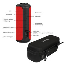 AI스피커 인공지능 스피커 Tronsmart-T6 Plus (업그레이드 에디션) 블루투스 스피커 40W 휴대용 컬럼 진정, 04 Red with case