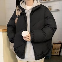 옷자락 [옷자락] 남자 검정색패딩 푸퍼 기본핏 대학생 하이넥 점퍼