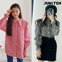 고방체크 블라우스