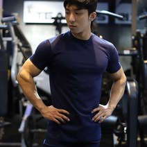 보스트핏 남자 데일리 심플무지 머슬핏 반팔티