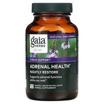 Gaia Herbs Adrenal Health Nightly Restore 가이아 허브 아드레날 헬스 나이틀리 리스토어 120비건캡슐