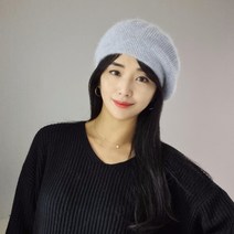 비비드 앙고라 울 니트 베레모 겨울 모자