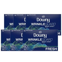 다우니 링클가드 드라이어 시트 프레쉬 60장 Downy Wrinkleguard Dryer Sheets Fresh Scent, 6팩