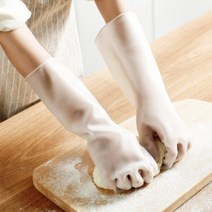 고무장갑 M 화이트 레터링 설거지 청소 주방용품 PVC