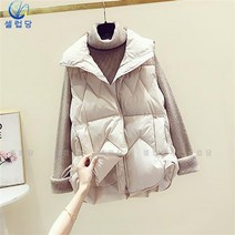 셀럽당 날씬해 보이는 솔리드 하이넥에 도톰한 패딩 베스트 여 겨울 나그랑 코트