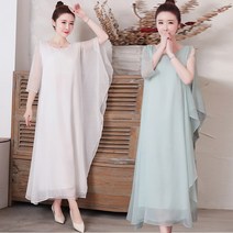 빈티지 스커트 시폰 중국스타일 뉴타입 단색 여름원피스