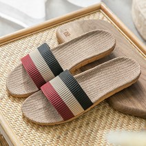 왕골 라탄 바캉스 커플 실내 여름 슬리퍼, 블랙버건디