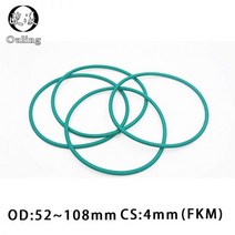 오링 고무 링 녹색 FKM Oring 씰 CS4mm OD52/55/58/60/62/65/66/68/70/75/78/80/85/90/95/100/105/108/110/115mm 개스, OD 52, 4mm