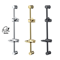 욕실 슬라이드바 사각 원형 샤워기걸이 비누대 샤워헤드 걸이 샤워기 거치대, No.3 원형블랙, 1개