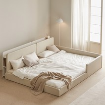 도담 마루 LED 밸런스형 패밀리침대 SS+Q_유로탑+Q풋보드, 내추럴